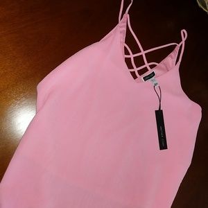 Pink crisscross tank